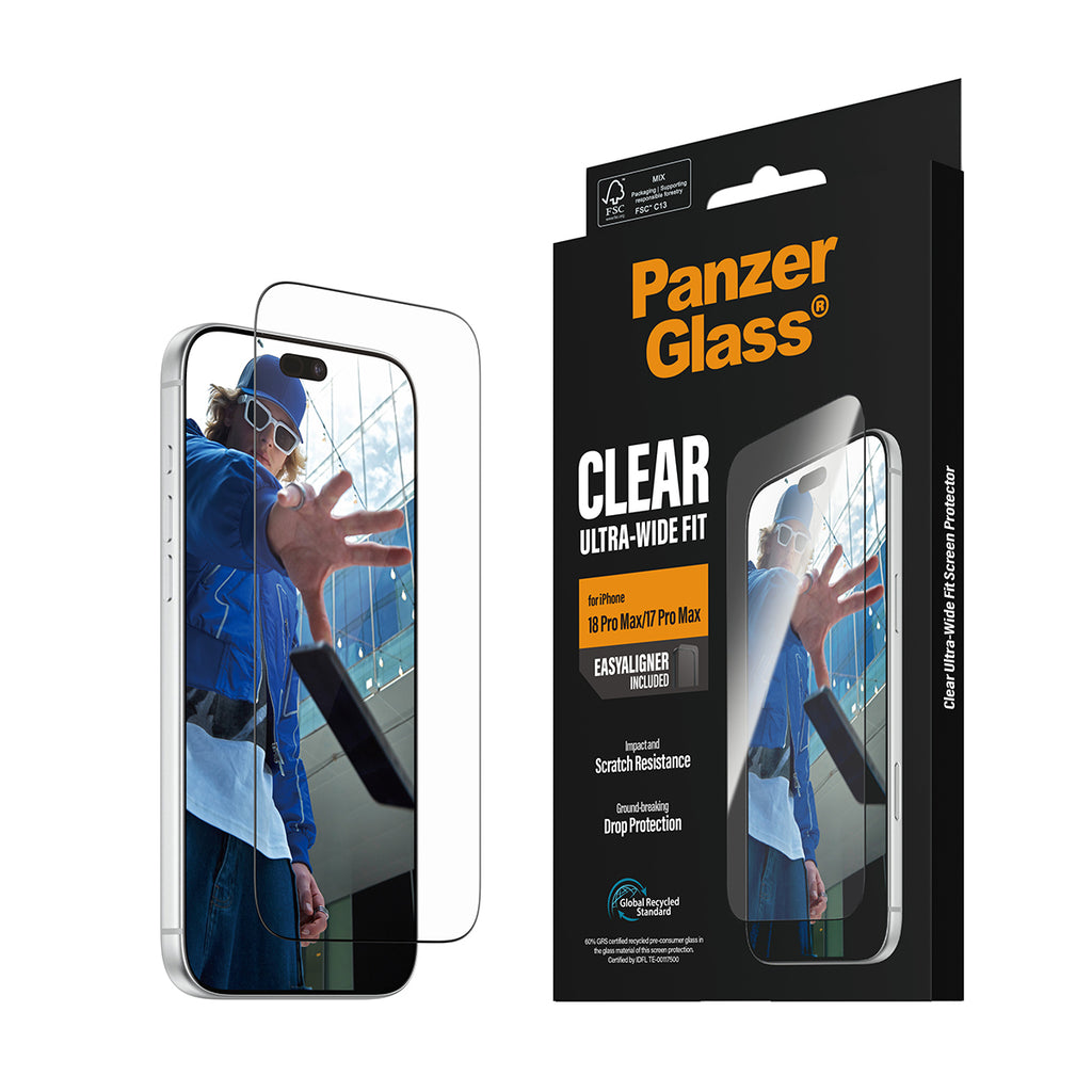 PanzerGlass ® Screen Protector iPhone 2026 Pro Max | 17 Pro Max | Ultra-Wide Fit w. EasyAligner Protection d'écran trans