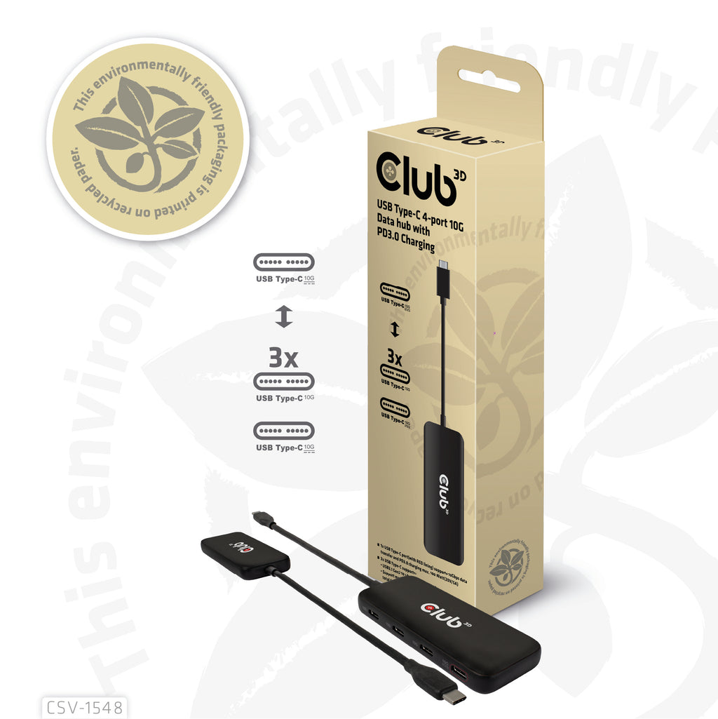 CLUB3D CSV-1548 Hub USB 3.2 Gen 1 (3.1 Gen 1) Type-C, Noir