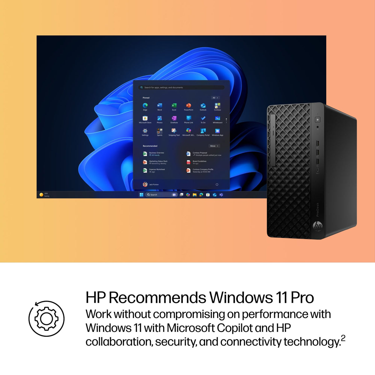 HP ProDesk 4 Tower G1i Desktop AI PC Intel Core Ultra 5 225 16 GB DDR5-SDRAM 512 GB SSD Windows 11 Pro Czarny