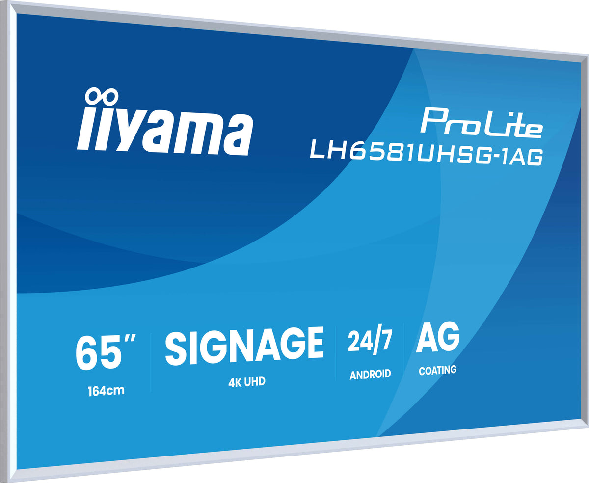 iiyama LH6581UHSG-1AG Écran d'Affichage Dynamique 64.5" 4K UHD Blanc, Android, Wifi, 500 cd/m², 24/7