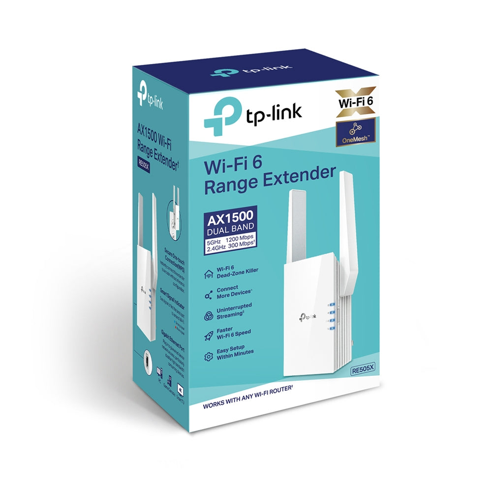 TP-Link RE505X Répéteur Wi-Fi AX1500, Gigabit Ethernet 10/100/1000 Mbit/s, Blanc