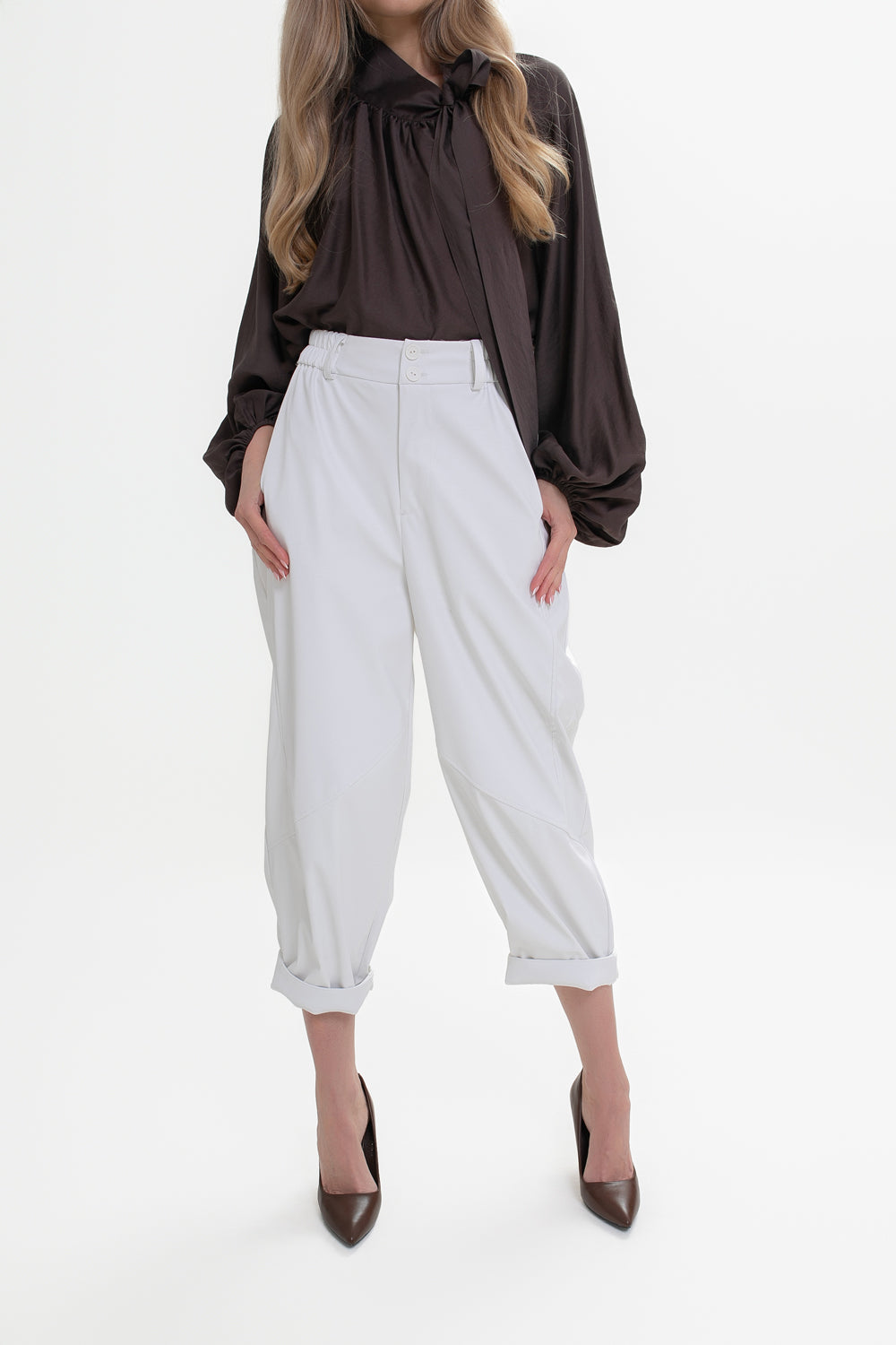 Pantalon pour Femme en Simili Cuir, Coupe Moderne et Confortable