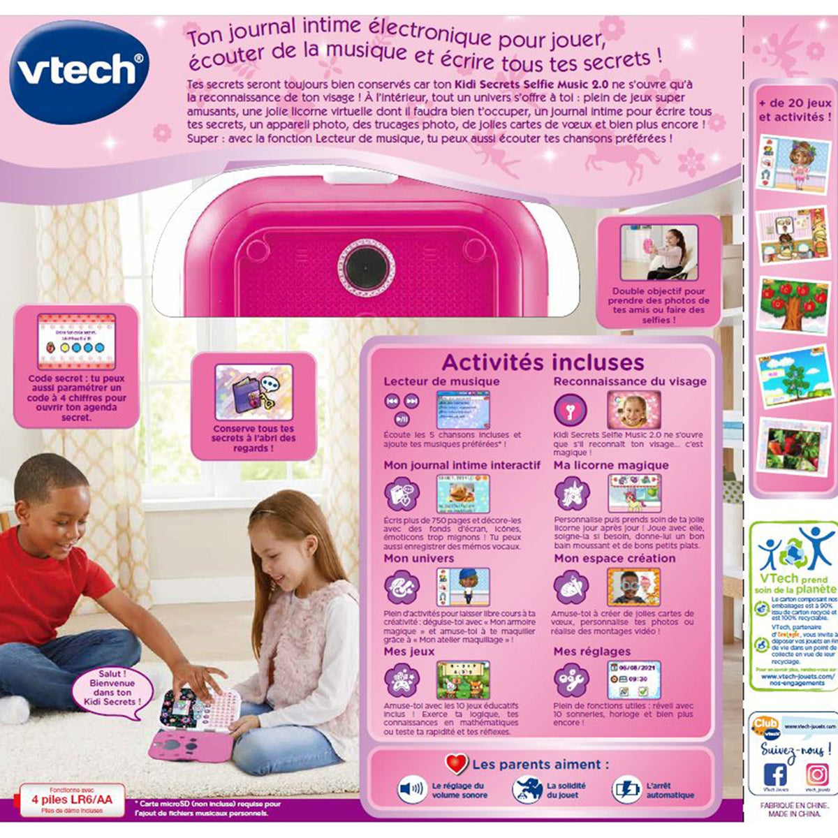 Vtech Journal Intime Électronique Kidi Secrets Selfie Music 2.0 8 en 1