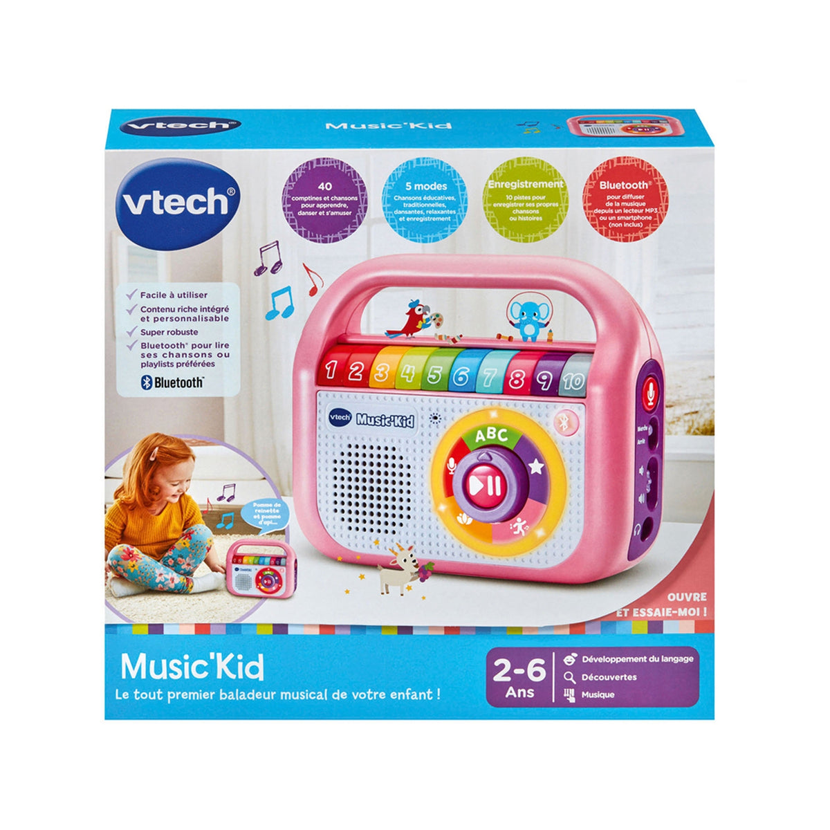 Vtech Music'kid baladeur musical éducatif rose
