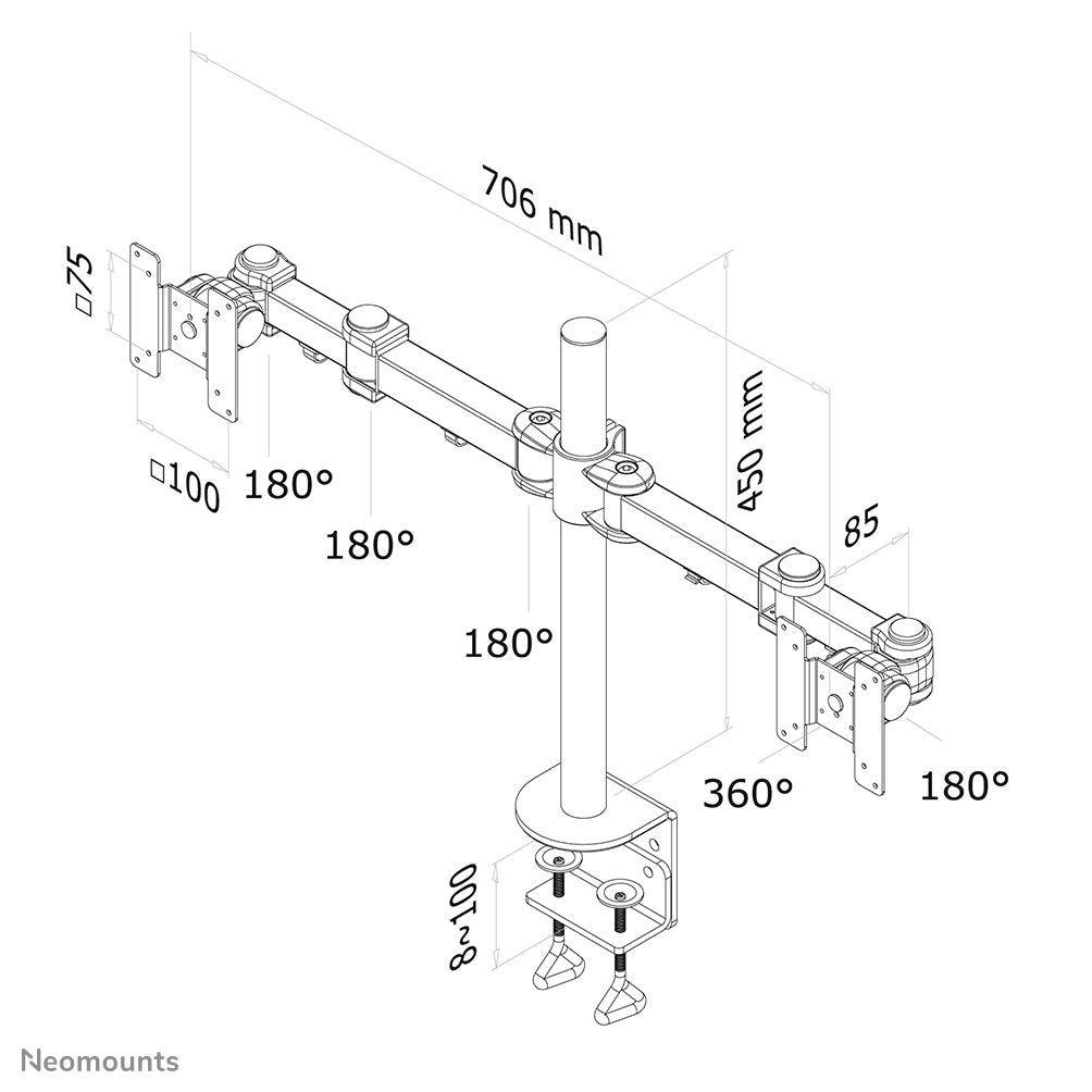 Neomounts FPMA-D960D Support d'écran à fixer 10-27"