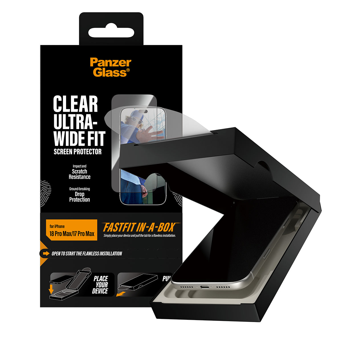 PanzerGlass ® Screen Protector iPhone 2026 Pro Max | 17 Pro Max | Ultra-Wide Fit w. FASTFIT IN-A-BOX Protection d'écran 