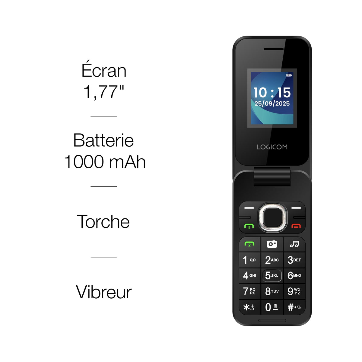 Logicom Téléphone portable Fleep 460 Noir