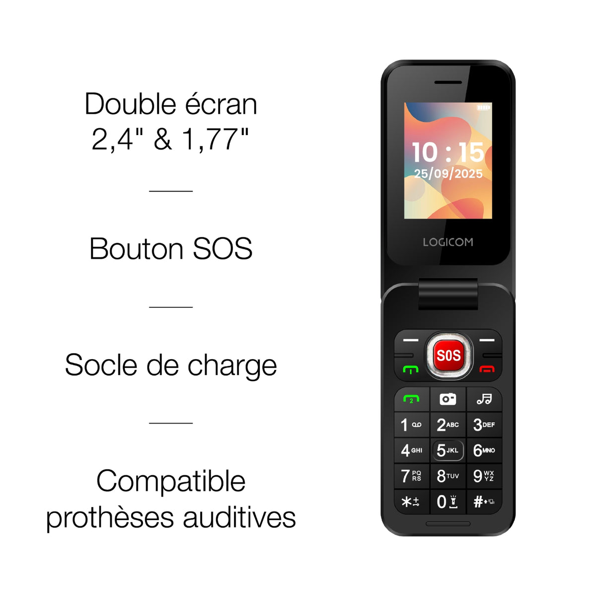 Logicom Téléphone portable Clapet, 4G - Fleep S90