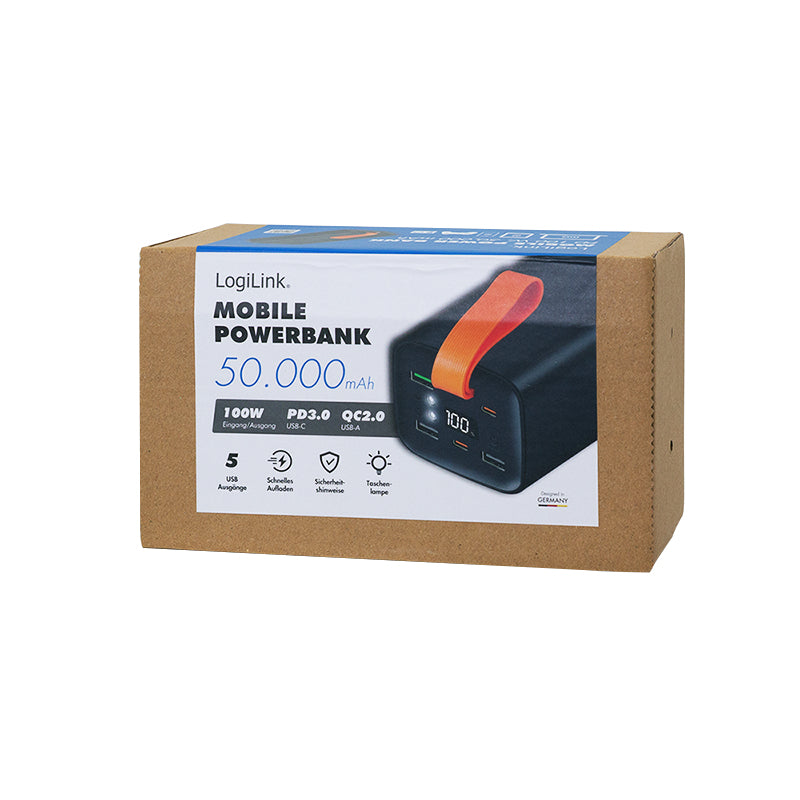 LogiLink PA0351 banque d'alimentation électrique Lithium Polymère (LiPo) 50000 mAh Noir