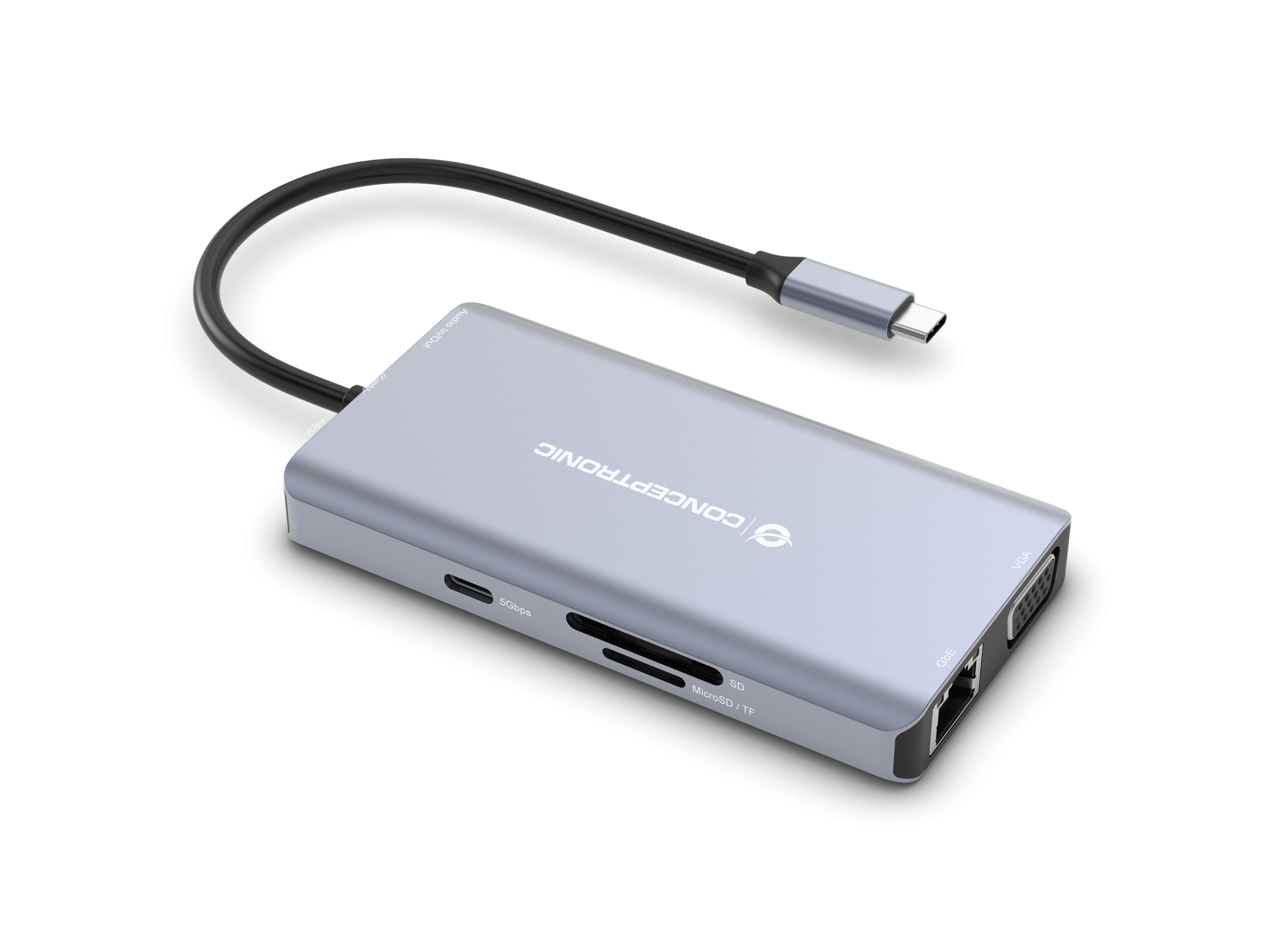 Conceptronic DONN20G station d'accueil Avec fil USB 3.2 Gen 1 (3.1 Gen 1) Type-C Gris