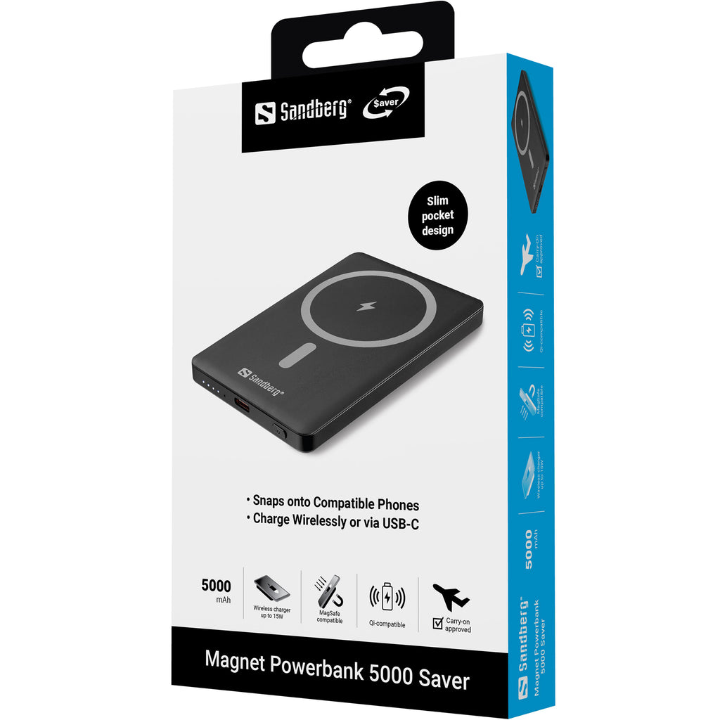 Sandberg 320-96 banque d'alimentation électrique Lithium 5000 mAh Recharge sans fil Noir - vue 5