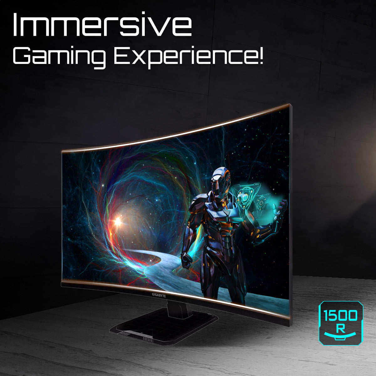 GIGABYTE GS32QCA 31,5" Moniteur Gaming Incurvé QHD - 2560 x 1440, 180Hz, 1ms, 250 cd/m², FreeSync, HDR Ready, HDMI 2.0, DisplayPort 1.4