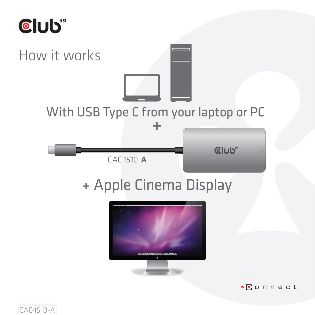 Club 3D CAC-1510-A USB-C til DVI-D aktiv videoadapter Grå