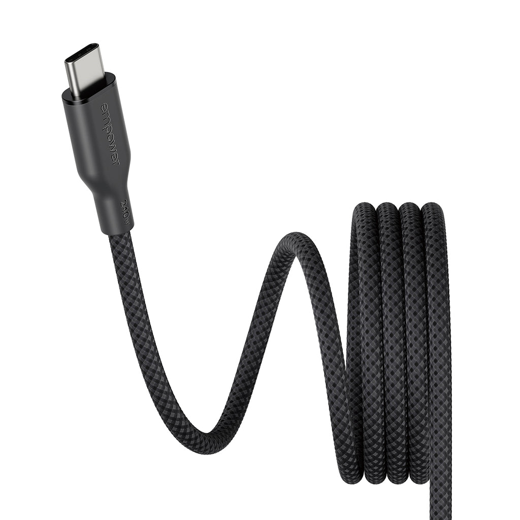 PanzerGlass empower™ Câble USB-C vers USB-C Magnétique 240W, USB 2.0, 1,5m, Space Black Transparent