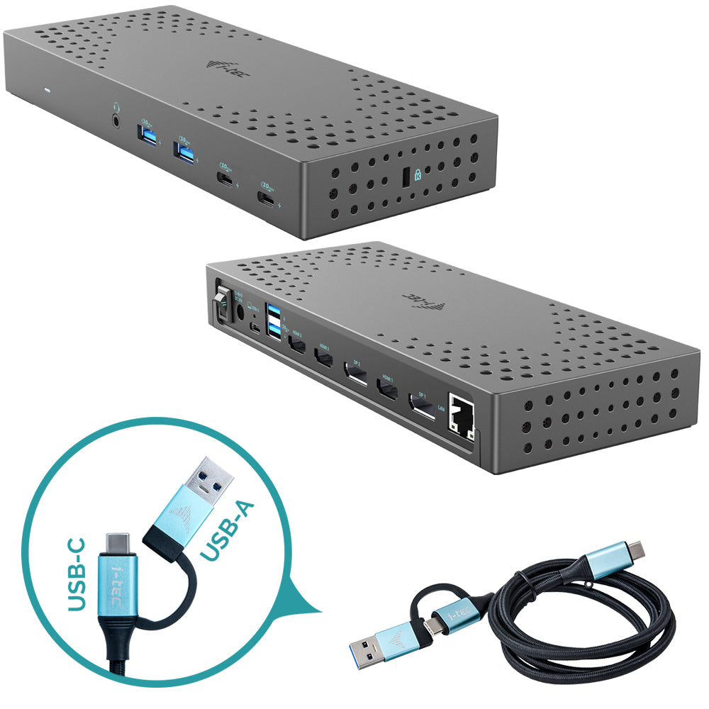 i-tec Station d'accueil Gen 2 USB 3.0 / USB-C / Thunderbolt, 3x 4K, Power Delivery 100W