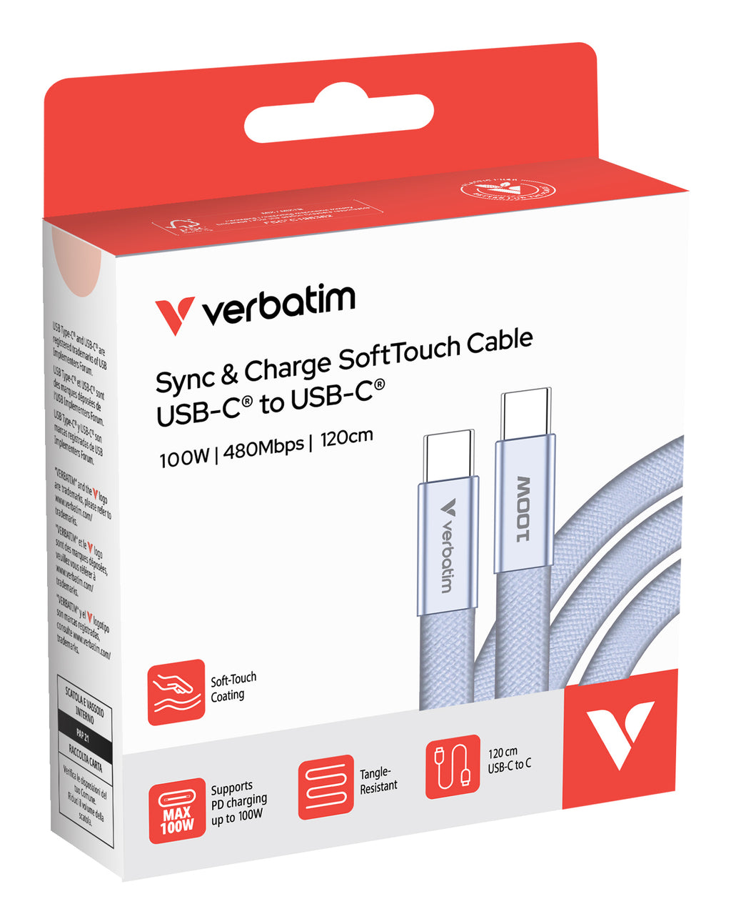 Verbatim Câble USB-C vers USB-C Sync & Charge 100W, 120cm, Violet