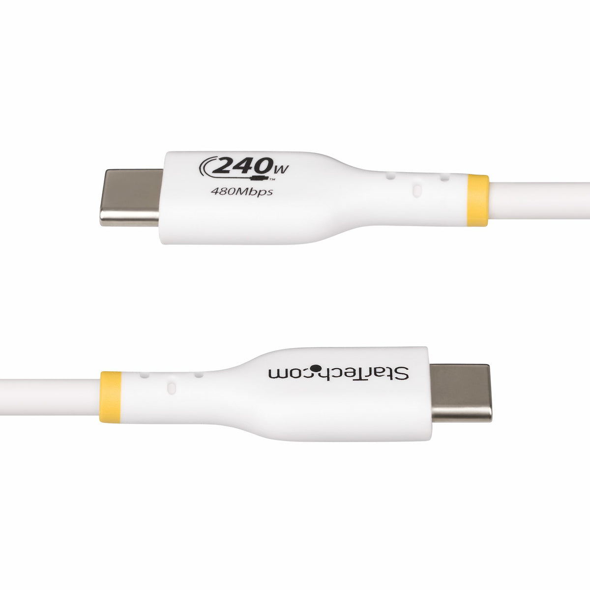 StarTech.com Câble de Charge USB-C 4m 240W 5A PD EPR, Synchronisation USB 2.0, Certifié USB-IF, Blanc