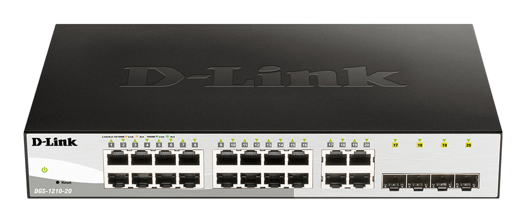 D-Link DGS-1210-20 Switch Gigabit Ethernet Géré L2, 16 Ports RJ-45, Format 1U, Noir