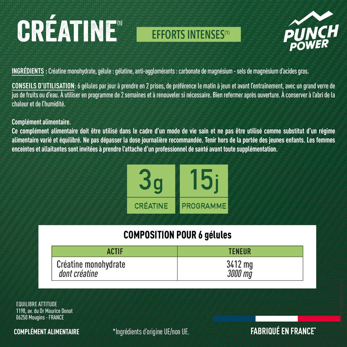 Punch Power Complément Nutritionnel Pure Créatine