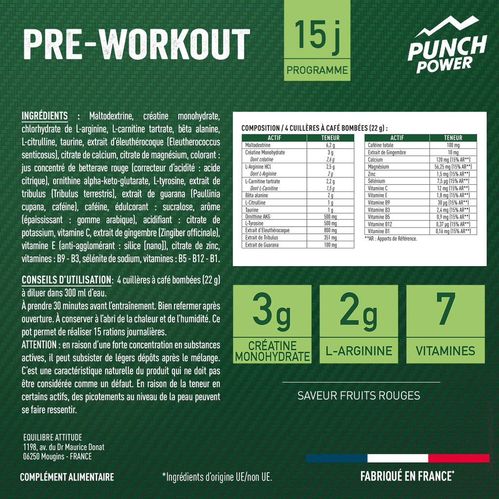 Punch Power Complément Pure Pre-Workout Fruits Rouges