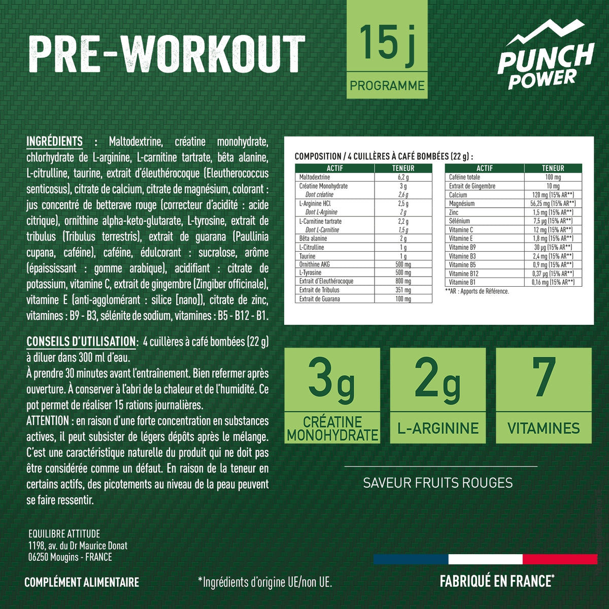Punch Power Complément Pure Pre-Workout Fruits Rouges