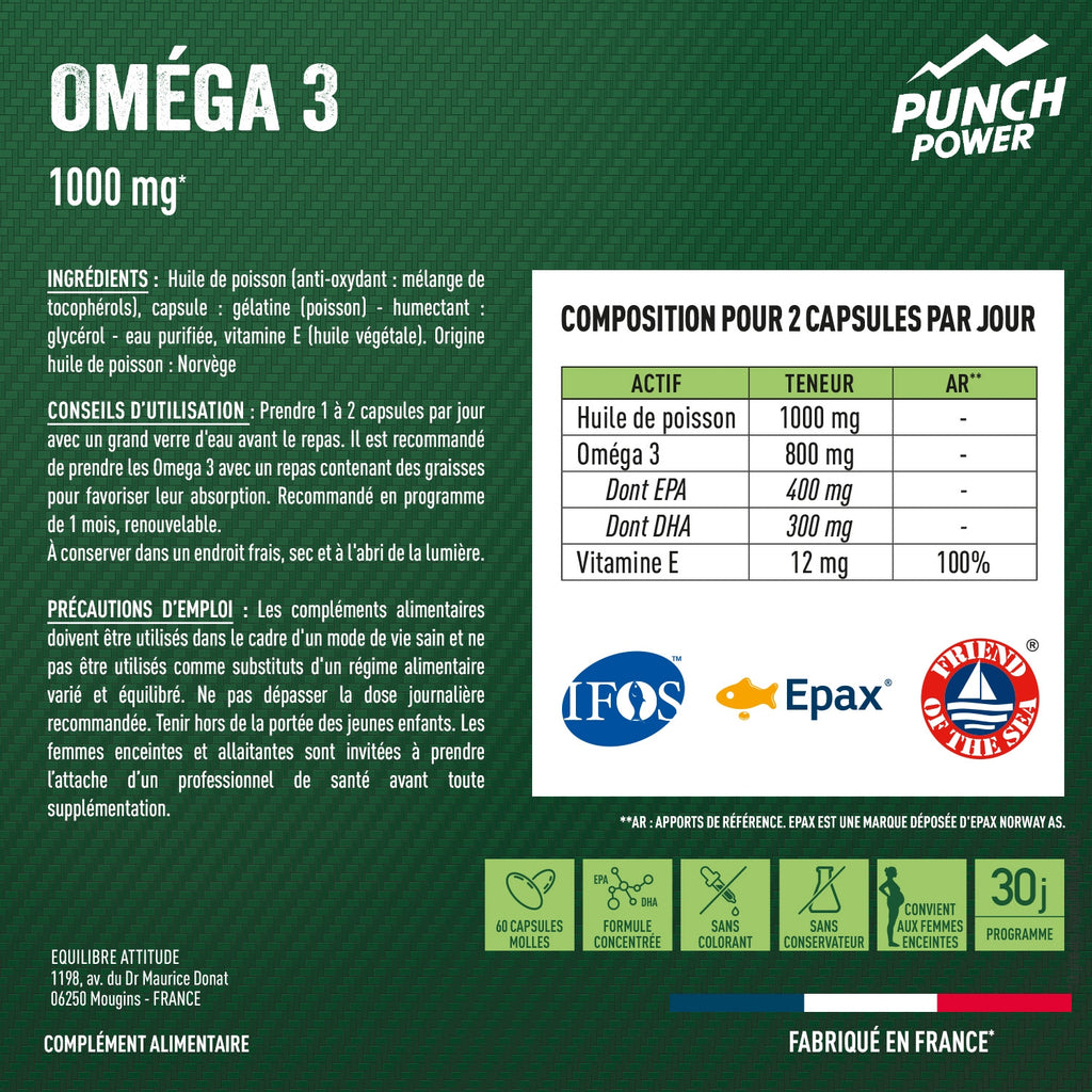Punch Power Complément Alimentaire Oméga 3 1000mg