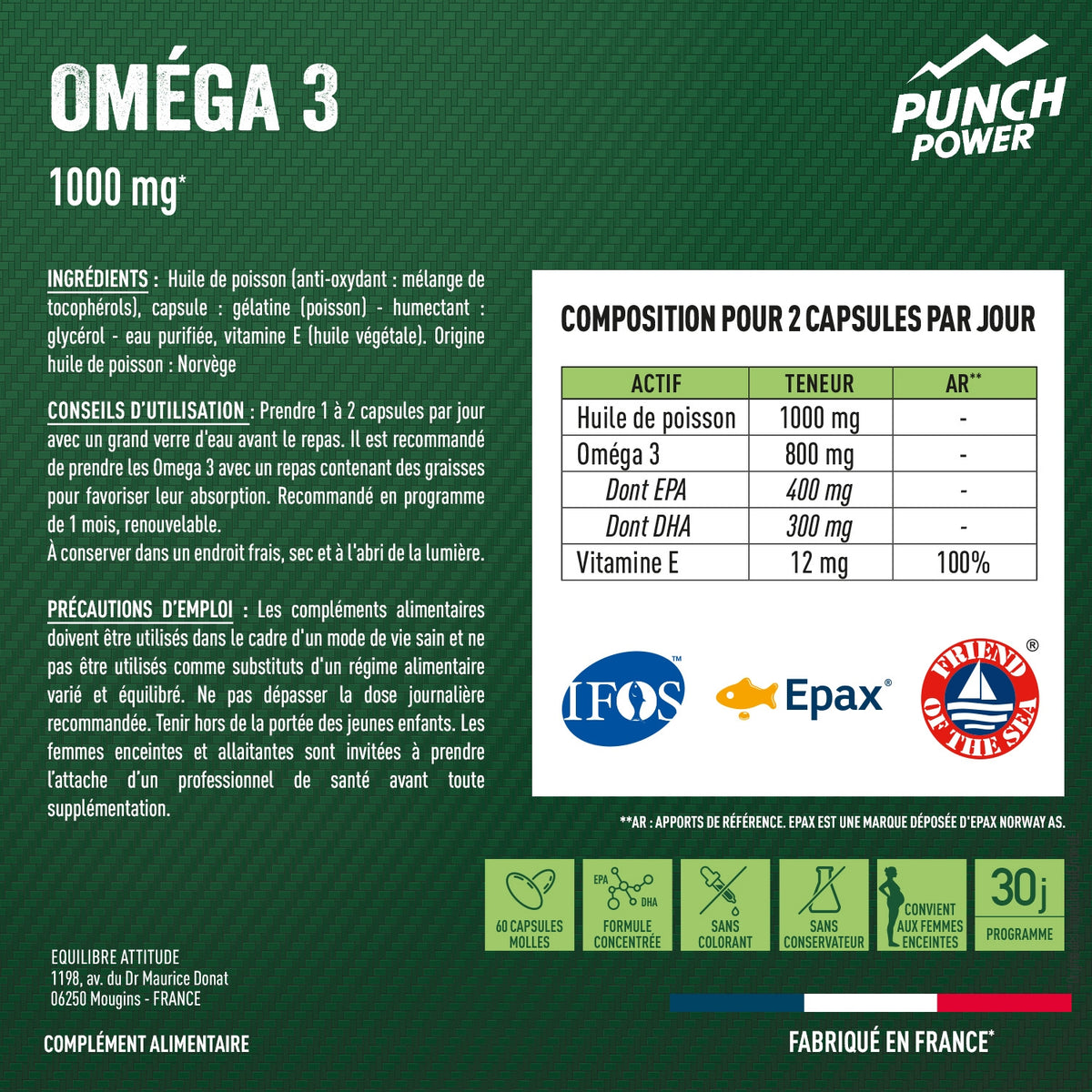 Punch Power Complément Alimentaire Oméga 3 1000mg