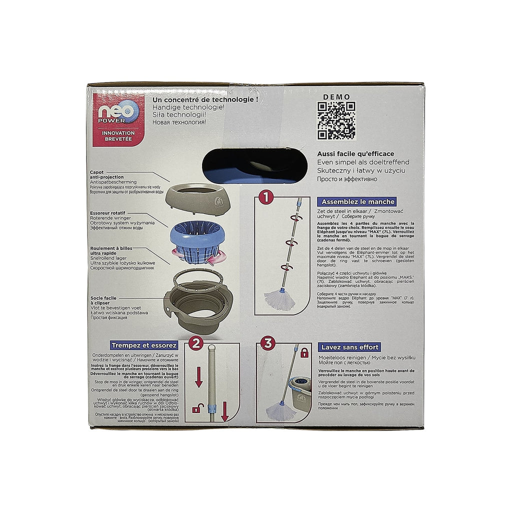 Elephant Kit Balai + Seau avec essoreur rotatif Neo Power