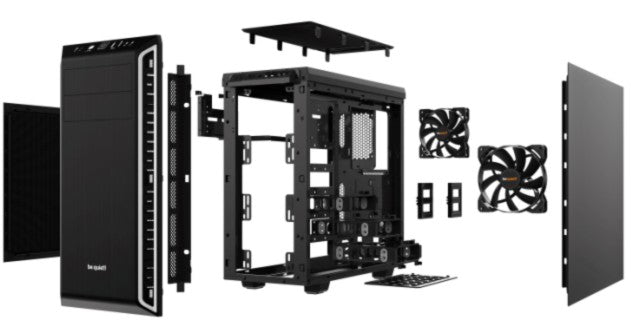 be quiet! Pure Base 600 Argent | Boîtier PC, Mini ITX / Micro ATX / ATX,1 ventilateur Pure Wings 2 120 mm, 1 ventilateur Pure Wings 2 140 mm