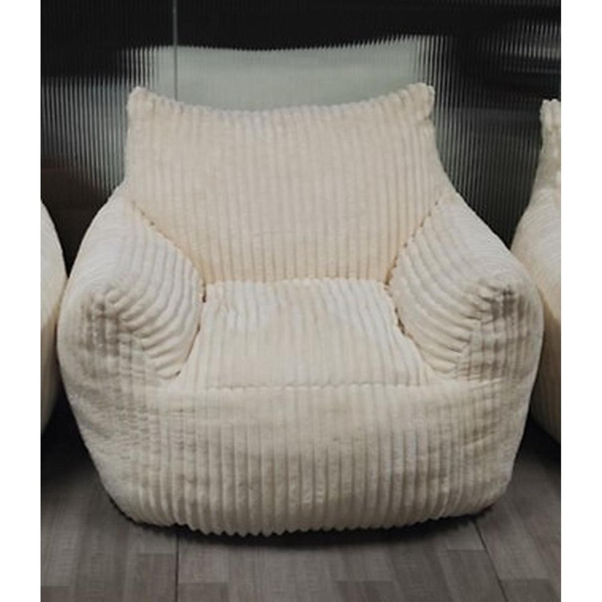 Fauteuil Compressé Côtelé Ivoire