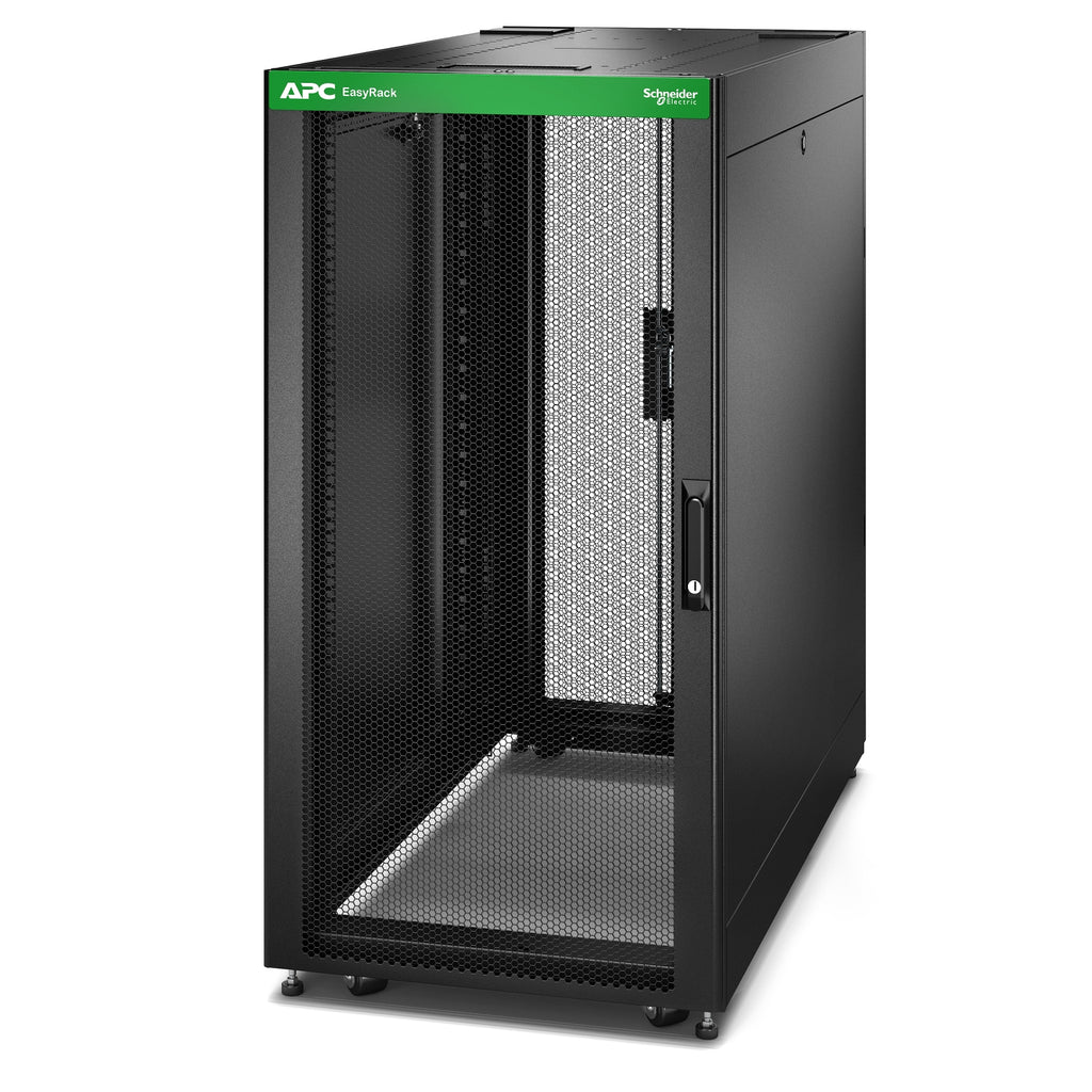 APC Baie EasyRack 24U 600mm x 1000mm avec Toit, Panneaux Latéraux et Roulettes, Noir