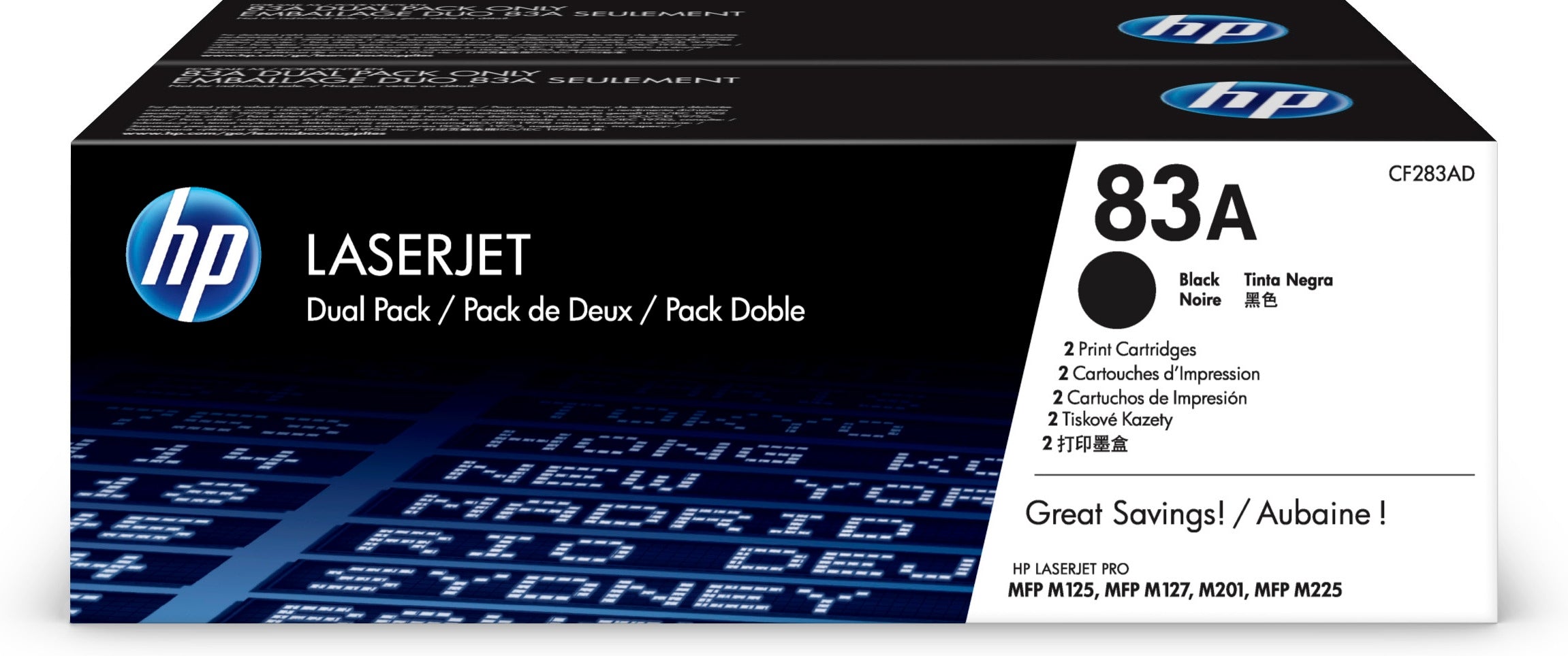 HP Pack de 2 toners LaserJet 83A noir authentiques