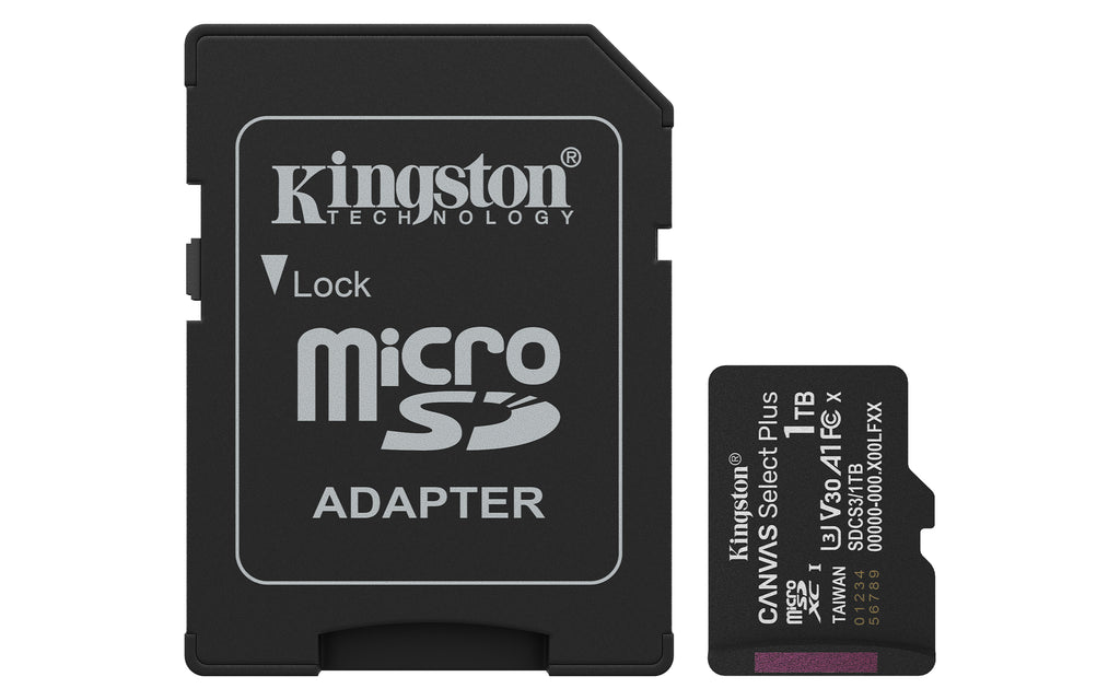 Kingston Technology 1TB microSDXC Canvas Select Plus Gen3 150MB/s A1 (Adaptateur SD inclus)