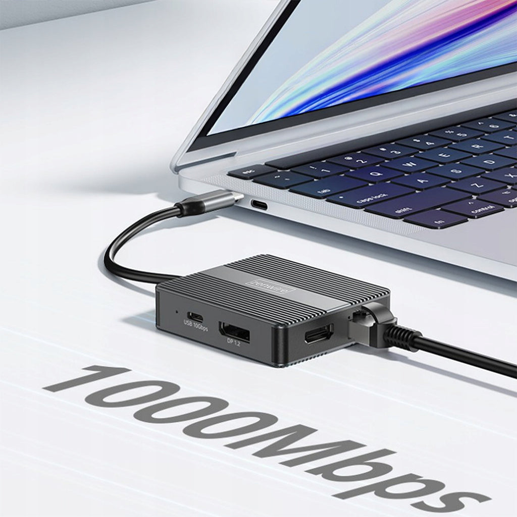 Hub USB-C 7-en-1 : adaptateur USB 3.0, HDMI 4K 60 Hz, DisplayPort, Gigabit RJ-45 1000 M, Zenwire BS-HP706