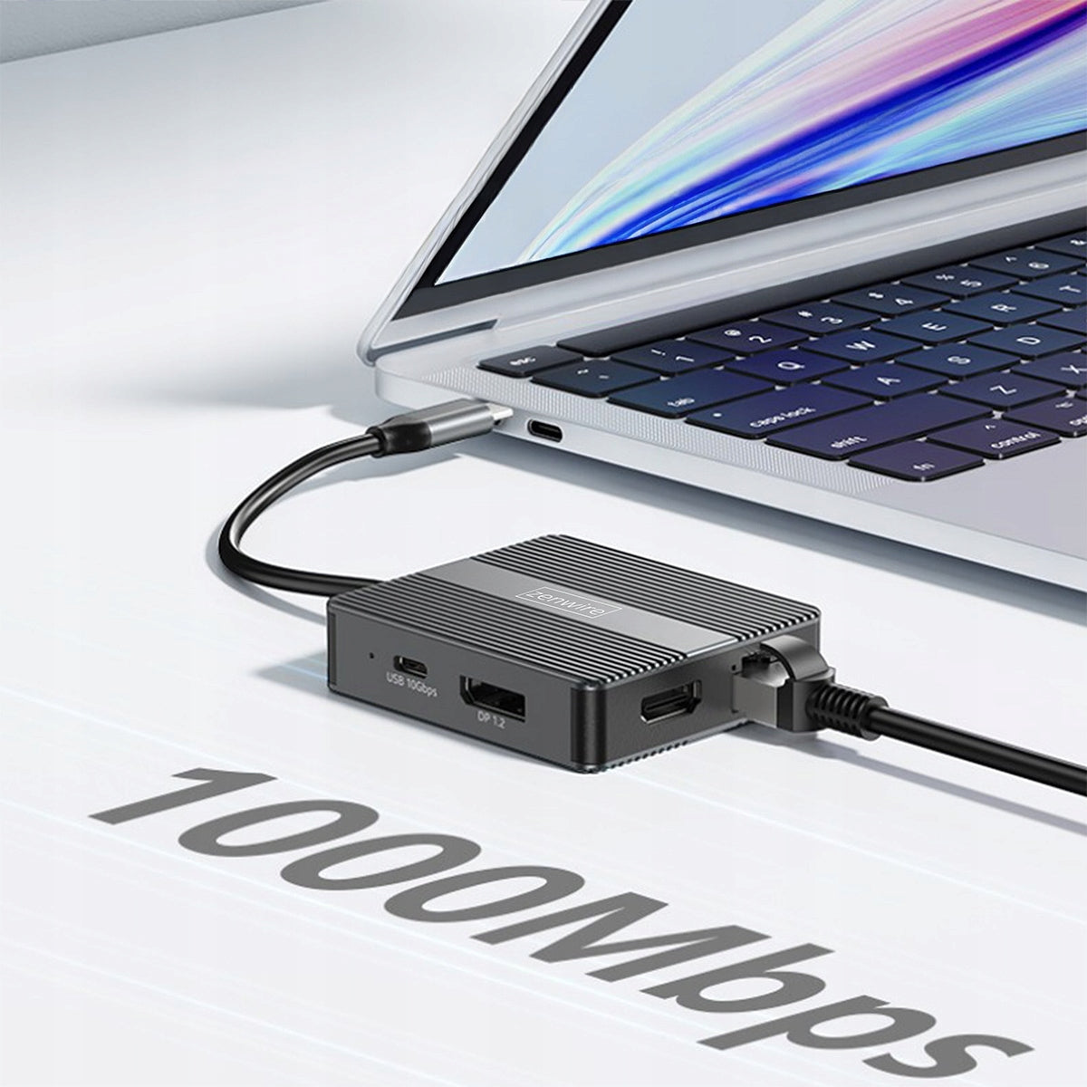 Hub USB-C 7-en-1 : adaptateur USB 3.0, HDMI 4K 60 Hz, DisplayPort, Gigabit RJ-45 1000 M, Zenwire BS-HP706