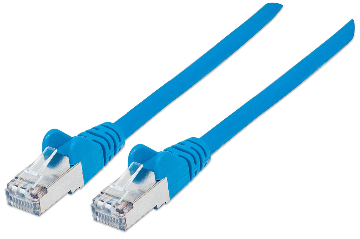 Intellinet Câble patch réseau, Cat6, 0,5 m, bleu, cuivre, S/FTP, LSOH/LSZH, PVC, RJ45, contacts plaqués or, anti-accroc, avec manchon, garantie à vie