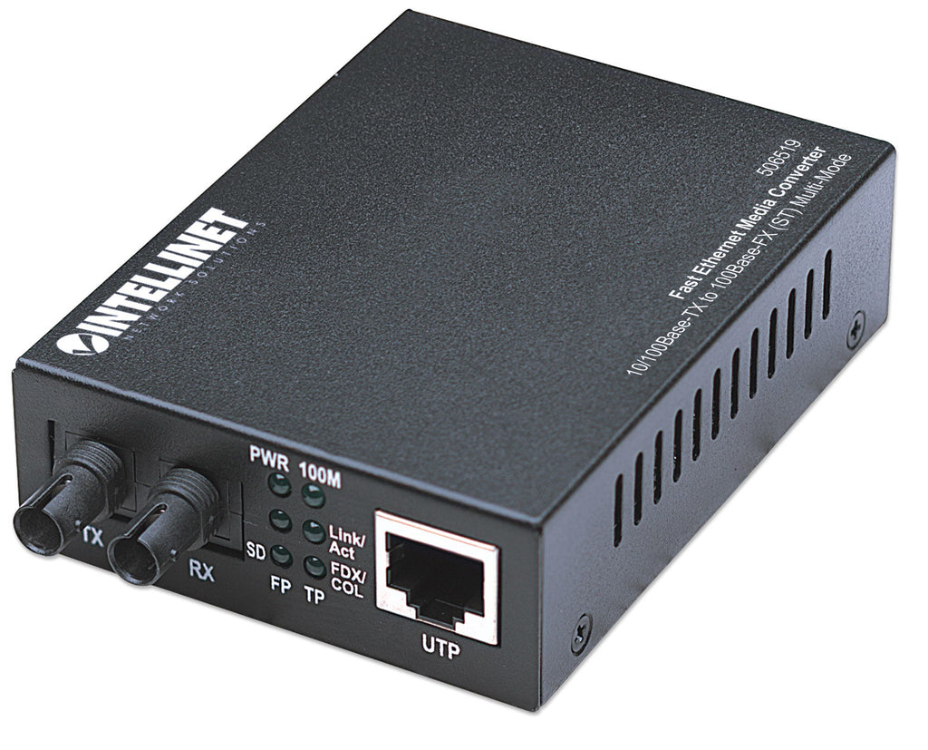 Intellinet 506519 Convertisseur de Support Réseau 100 Mbit/s 1310 nm Multimode Noir