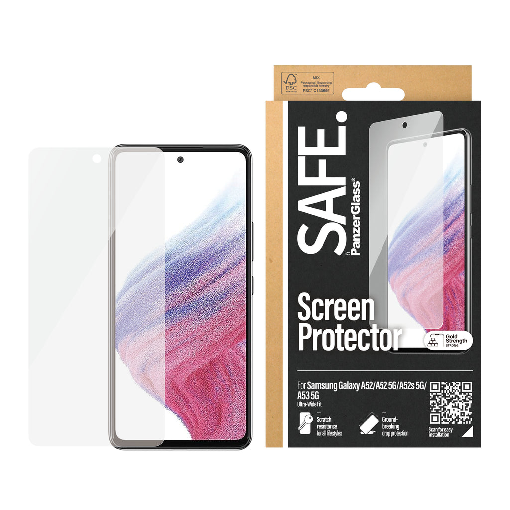 PanzerGlass SAFE. by ® Screen Protector Samsung Galaxy A52 | A52 5G | A52s 5G | A53 5G | Ultra-Wide Fit Protection d'écran transparent 1 pièce(s)
