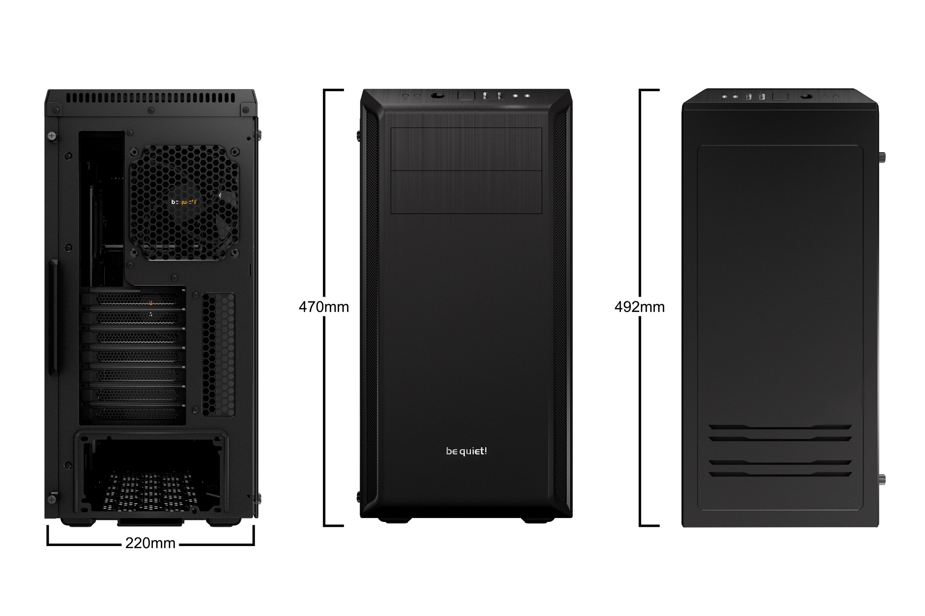 be quiet! Pure Base 600 Noir | Boîtier PC vitré, Mini ITX / Micro ATX / ATX,1 ventilateur Pure Wings 2 120 mm, 1 ventilateur Pure Wings 2 140 mm