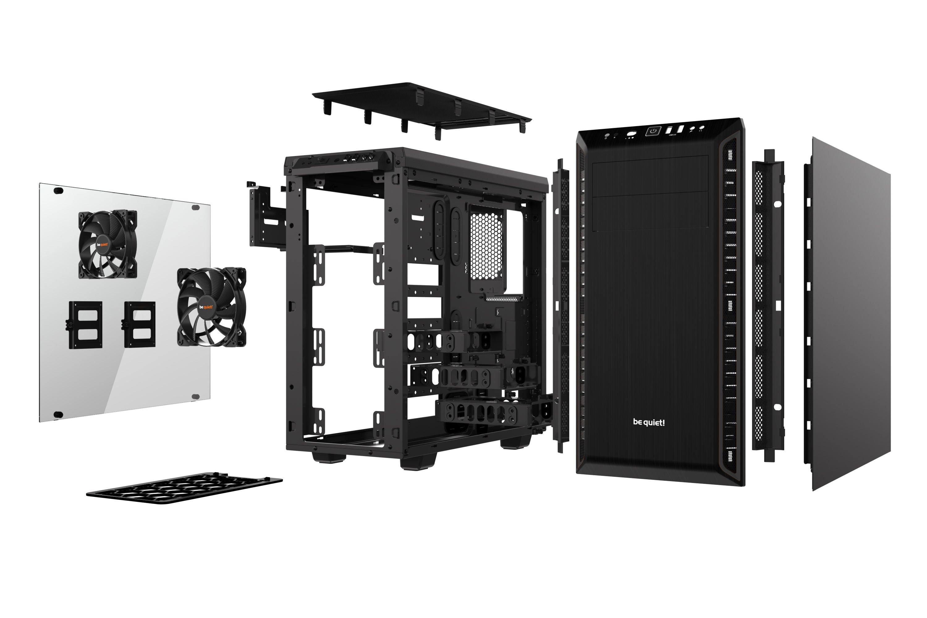 be quiet! Pure Base 600 Noir | Boîtier PC vitré, Mini ITX / Micro ATX / ATX,1 ventilateur Pure Wings 2 120 mm, 1 ventilateur Pure Wings 2 140 mm