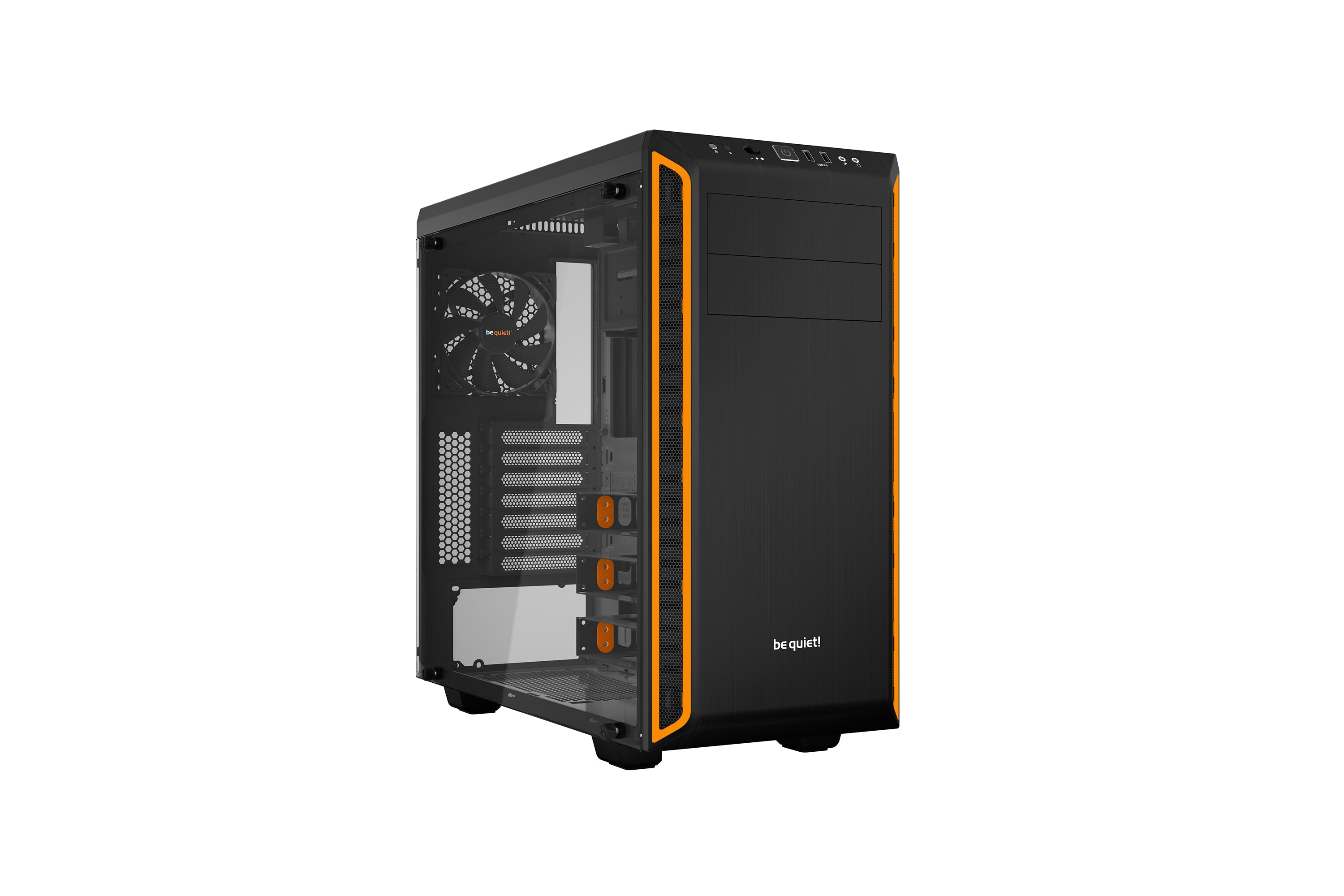 be quiet! Pure Base 600 Orange | Boîtier PC vitré, Mini ITX / Micro ATX / ATX,1 ventilateur Pure Wings 2 120 mm, 1 ventilateur Pure Wings 2 140 mm