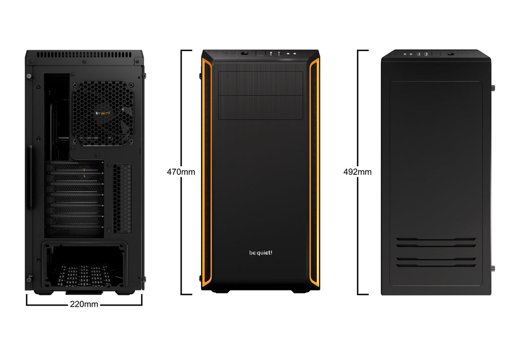 be quiet! Pure Base 600 Orange | Boîtier PC vitré, Mini ITX / Micro ATX / ATX,1 ventilateur Pure Wings 2 120 mm, 1 ventilateur Pure Wings 2 140 mm