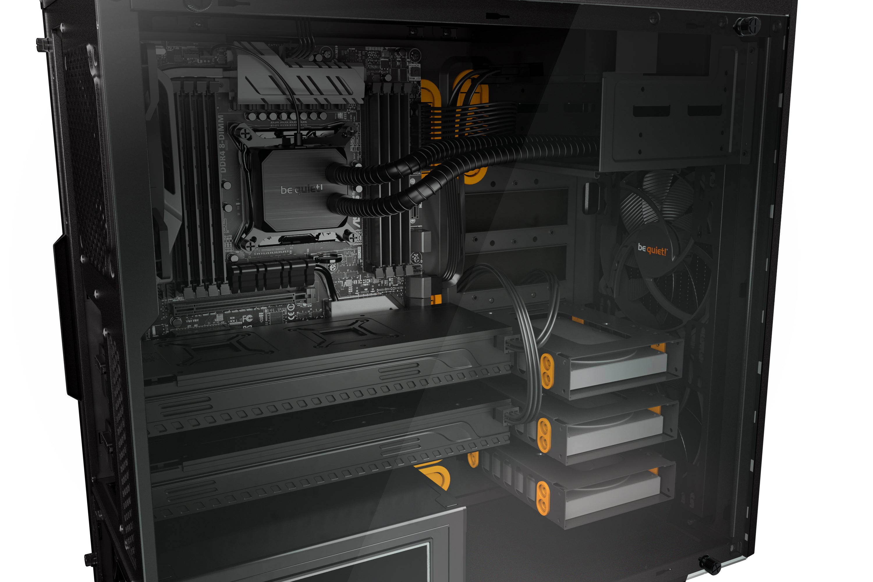 be quiet! Pure Base 600 Orange | Boîtier PC vitré, Mini ITX / Micro ATX / ATX,1 ventilateur Pure Wings 2 120 mm, 1 ventilateur Pure Wings 2 140 mm