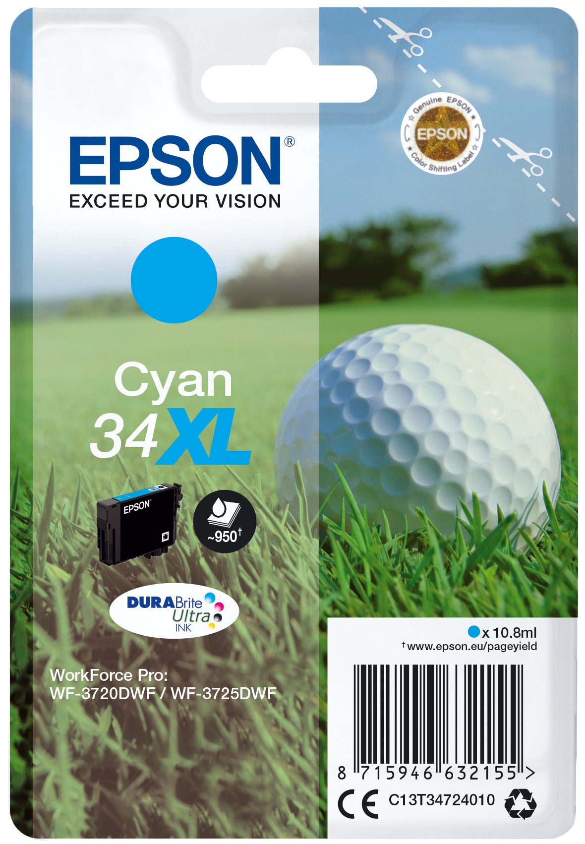 Epson Golf ball Encre cyan DURABrite Ultra Balle de golf 34XL