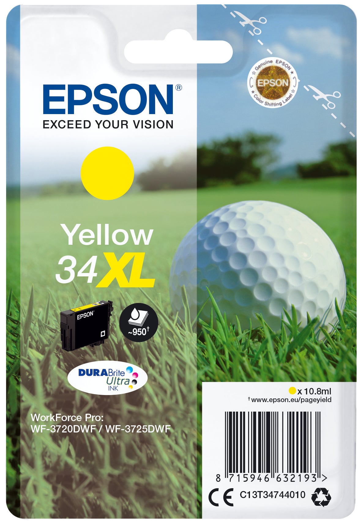 Epson Golf ball Encre jaune DURABrite Ultra Balle de golf 34XL