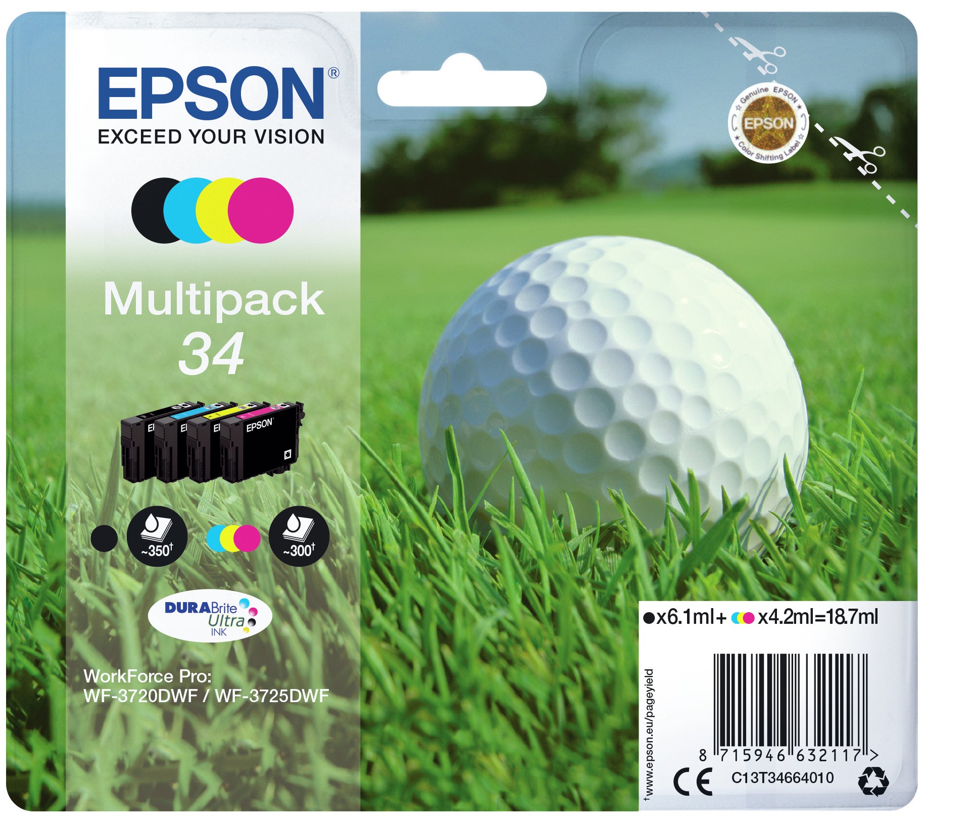 Epson Golf ball Encre DURABrite Ultra multipack 4 couleurs Balle de golf 34