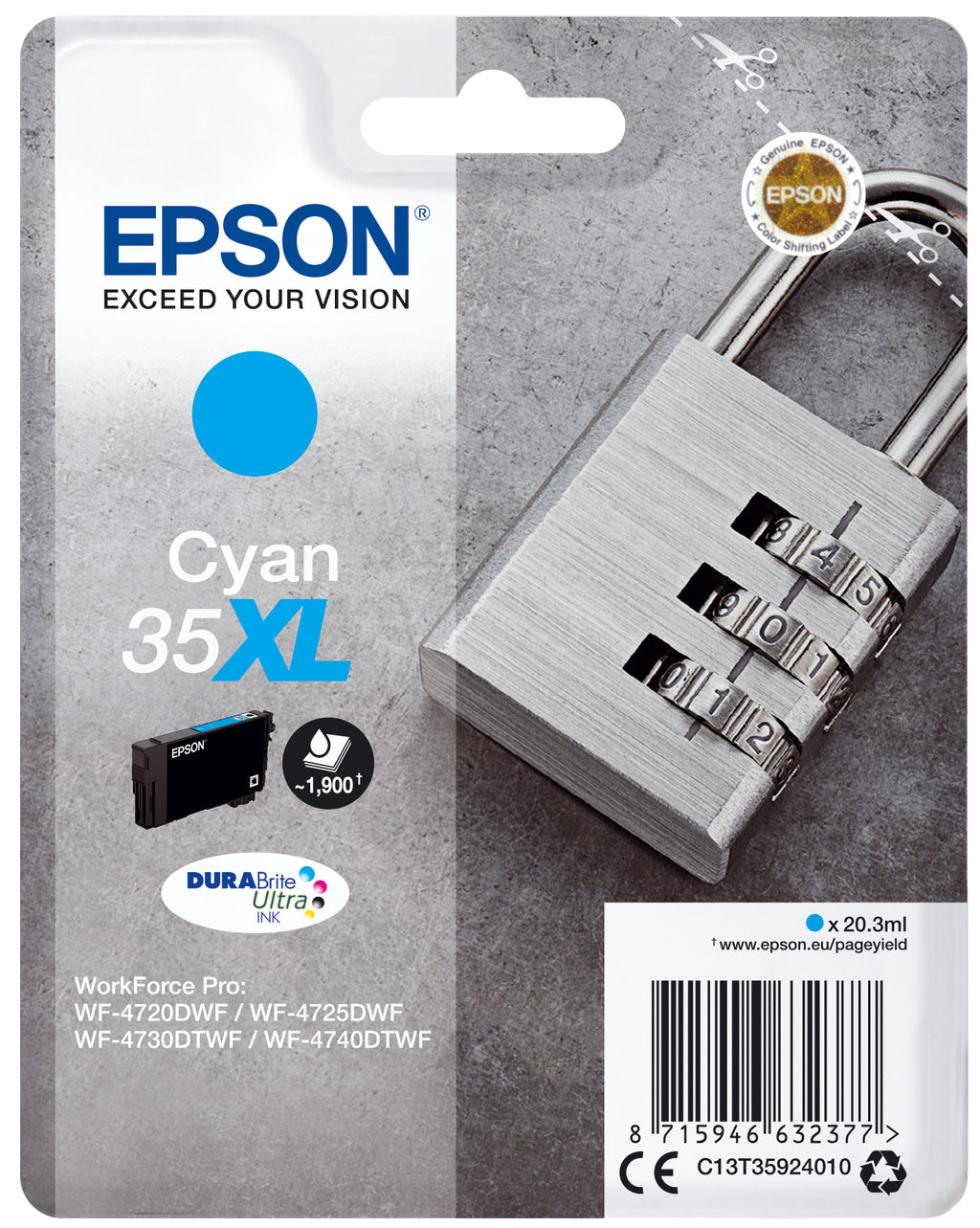 Epson Padlock Encre cyan DURABrite Ultra Cadenas 35XL