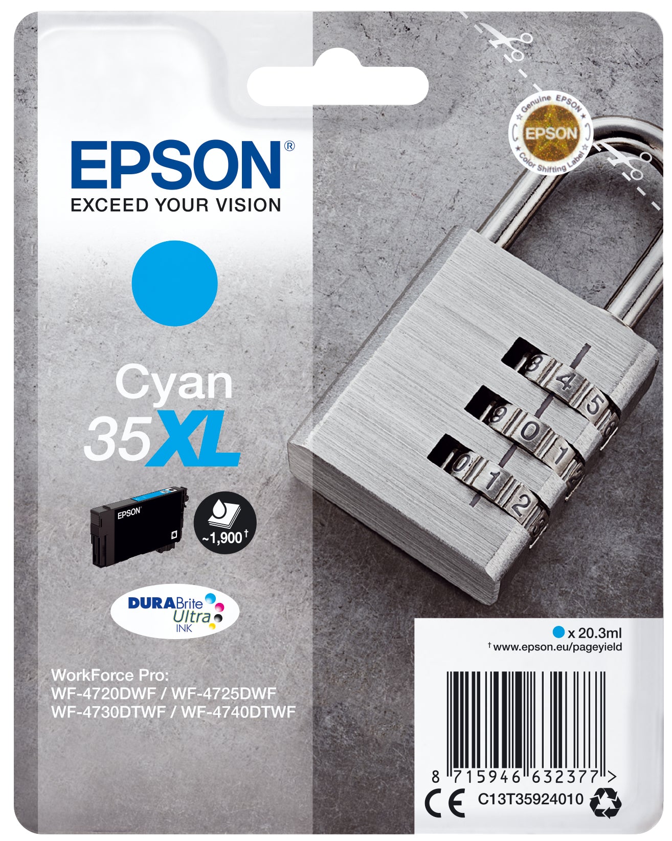 Epson Padlock Encre cyan DURABrite Ultra Cadenas 35XL