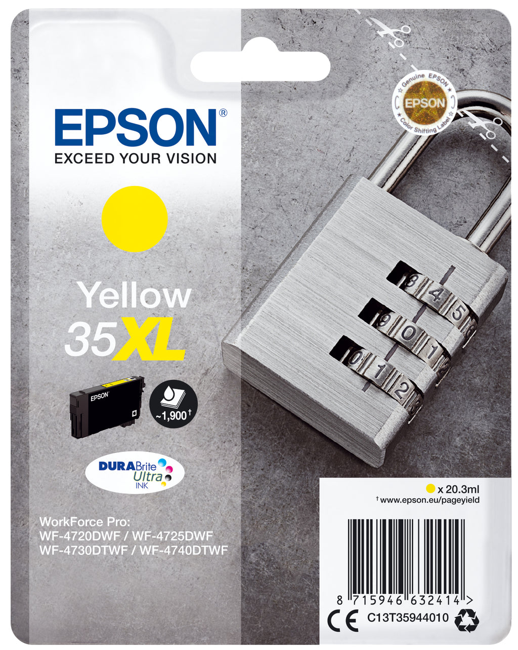 Epson Padlock Encre jaune DURABrite Ultra Cadenas 35XL