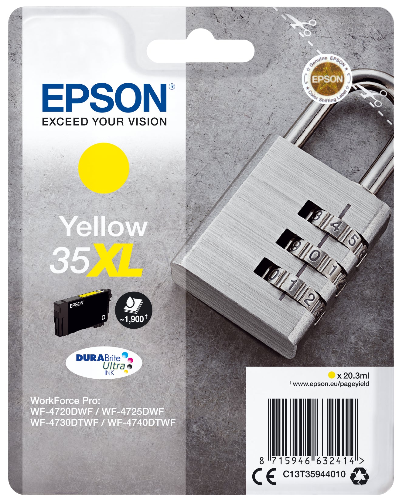 Epson Padlock Encre jaune DURABrite Ultra Cadenas 35XL